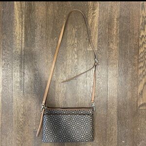 Women’s Fossil Sydney Shoulder Bag Brown Leather Crossbody Diamond VGUC